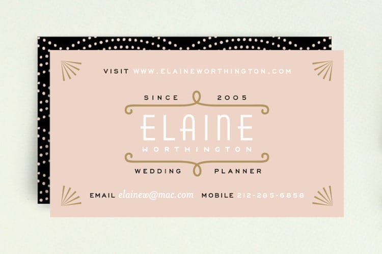 "Gold Glamour" - Business Cards in Blush by Hooray Creative - Front