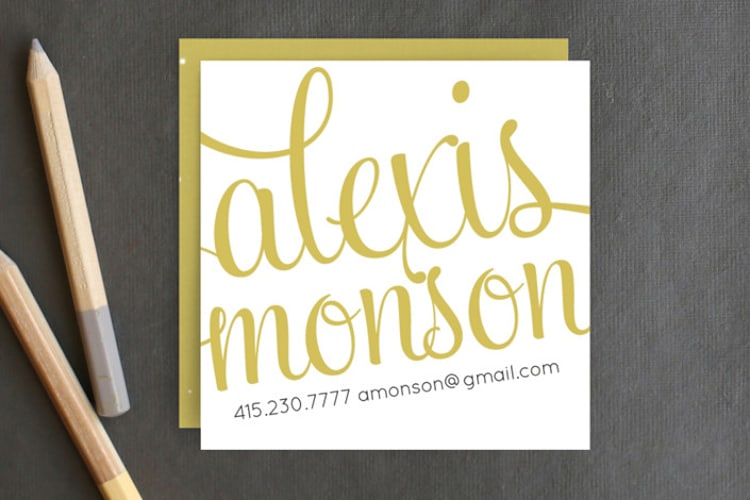 "21st Century Girl" - Business Cards in Mustard by June Letters Studio - Front