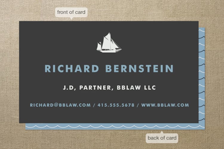 "Captain" - Business Cards in Wedgewood Blue by June Letters Studio - Front