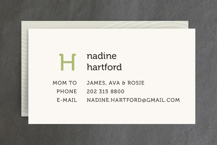 "Initial" - Business Cards in Soft Mint by Jessica Yeo - Front