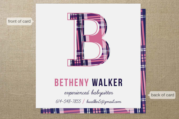 "Babysitters Club" - Business Cards in Soft Pink by Paige Rothhaar - Front
