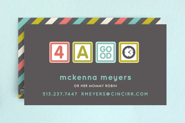 "Blocks of Fun" - Business Cards in Charcoal by Carrie ONeal - Front