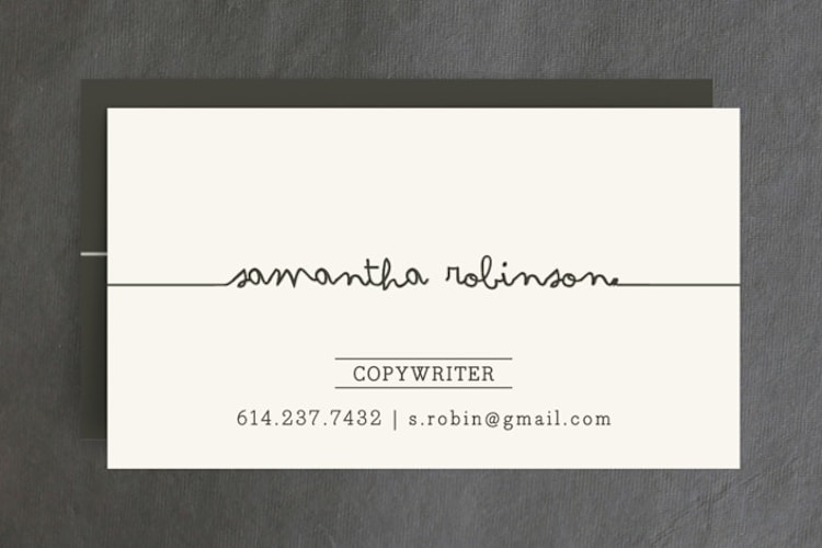 "Drop Me A Line" - Business Cards in Charcoal by Carrie ONeal - Front