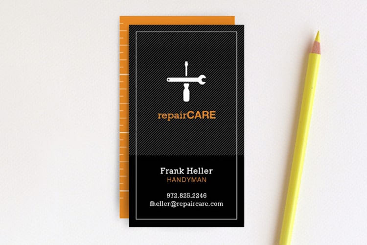 "No Job Too Small" - Business Cards in Construction Cone by Ann Gardner - Front