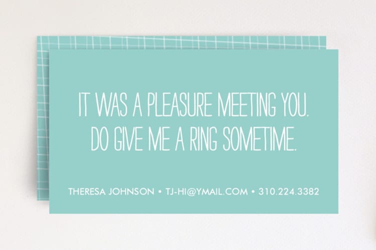 "A Pleasure" - Business Cards in Blue Raspberry by Robert True of Waui Design - Front