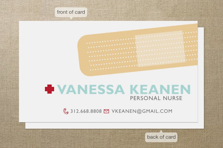 "Band Aid" - Business Cards in Crimson by Sheila Sunaryo - Front