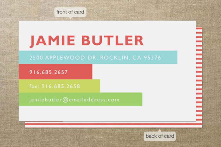 "Disney Mickey Bright Stripes" - Business Cards in Orange by Jill Means - Front