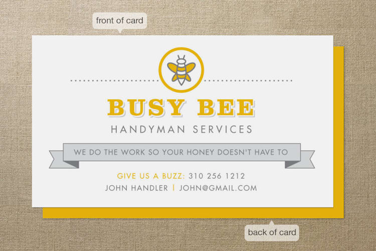 "Busy Bee" - Business Cards in Honey by Rochelle Renee - Front