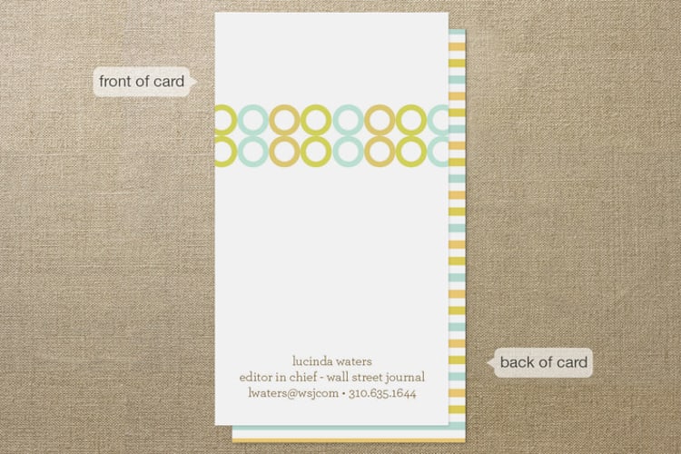 "Colorful Impression" - Business Cards in Seafoam by Robert True of Waui Design - Front
