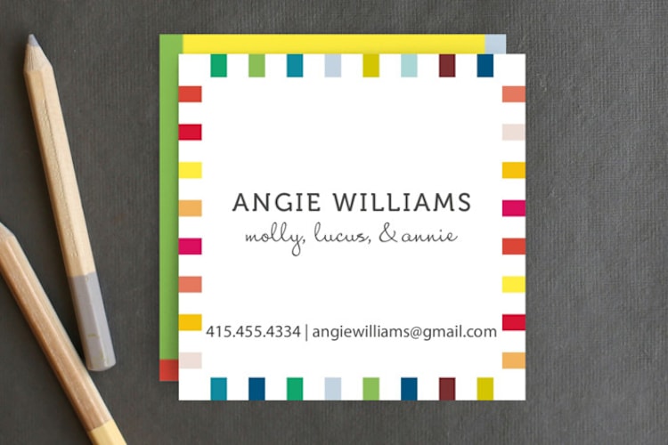 "Colorful Playtime" - Business Cards in Key Lime by SimpleTe Design - Front