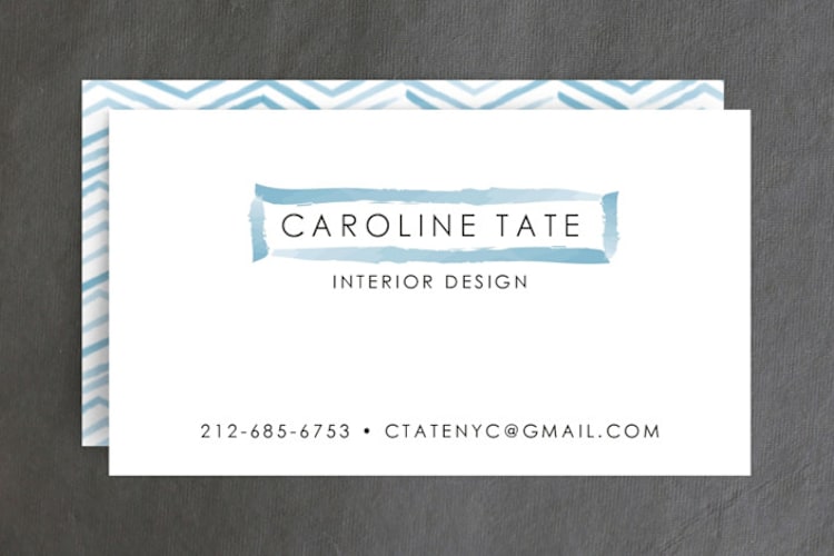 "Herringbone Stroke" - Business Cards in Cornflower by Laura Condouris - Front