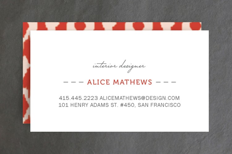 "Ikat Design" - Business Cards in Tomato by SimpleTe Design - Front