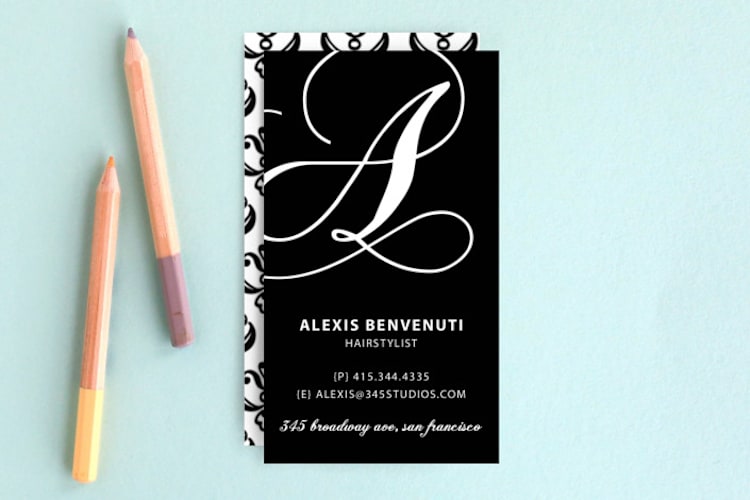 "Initial Love" - Business Cards in Charcoal by SimpleTe Design - Front