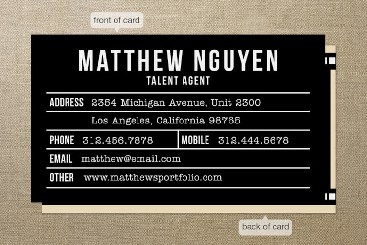 "Just for Entertainment" - Business Cards in Cream by Lehan Veenker - Front