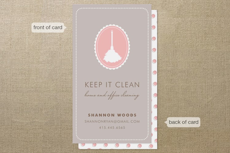 "Keep It Clean" - Business Cards in Blush by SimpleTe Design - Front