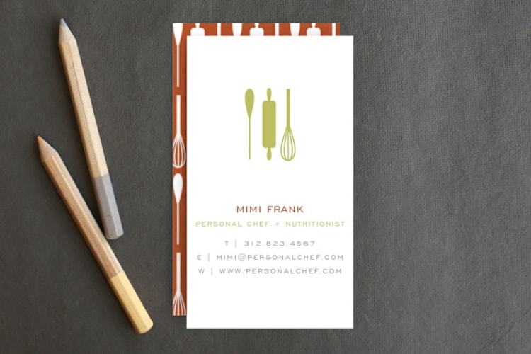 "Personal Chef" - Business Cards in Tomato by Lehan Veenker - Front