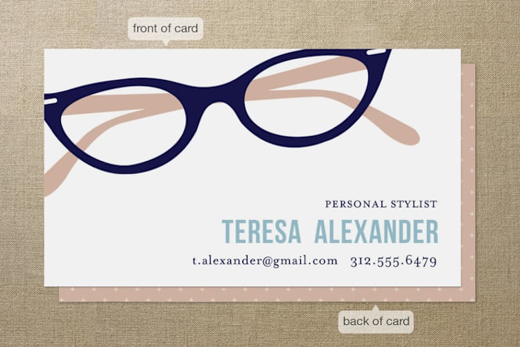 "Specs" - Business Cards in Cream, by leslie hamer - Front