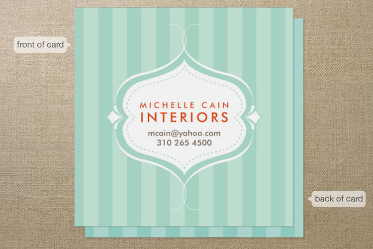 "Striped Elegance" - Business Cards in Seafoam by Rochelle Renee - Front