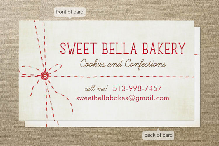 "Baker's Twine" - Business Cards in Cherry by Paige Rothhaar - Front