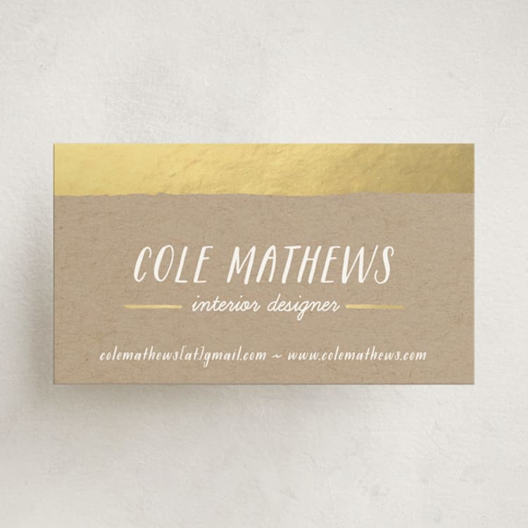 "Gold Dip" - Business Cards in Kraft by Hooray Creative - Front