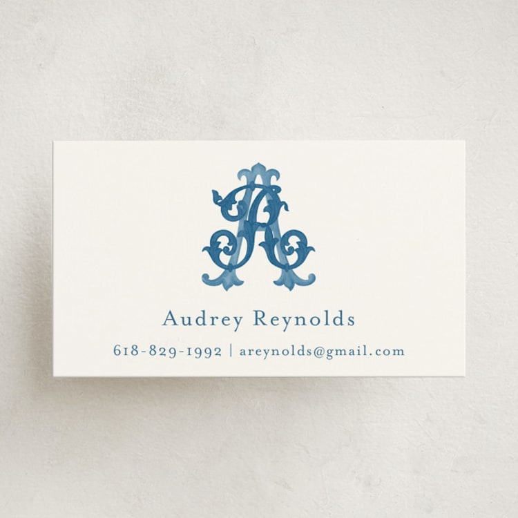 "New Orleans Crest (add-on)" - Business Cards in Bluebell by Jenna Holcomb - Front