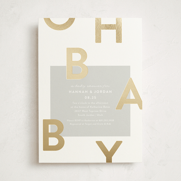 "Mod Baby" - Baby Shower Invitations in Pebble by Robert and Stella - Front