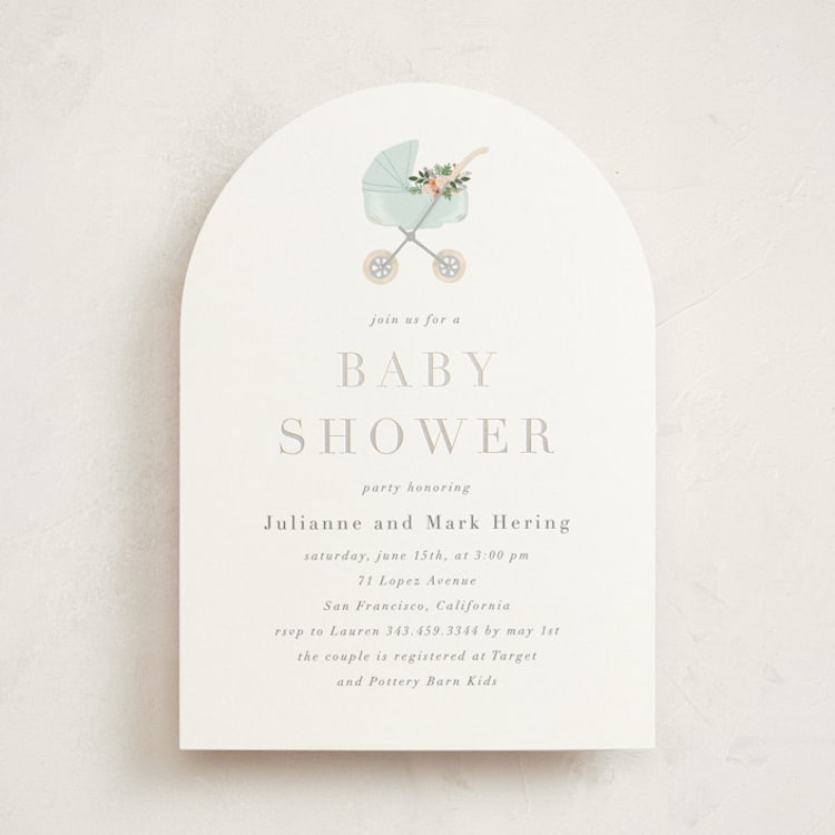 "Love and Flowers" - Baby Shower Invitations in Mint by Juliana Zimmermann - Front