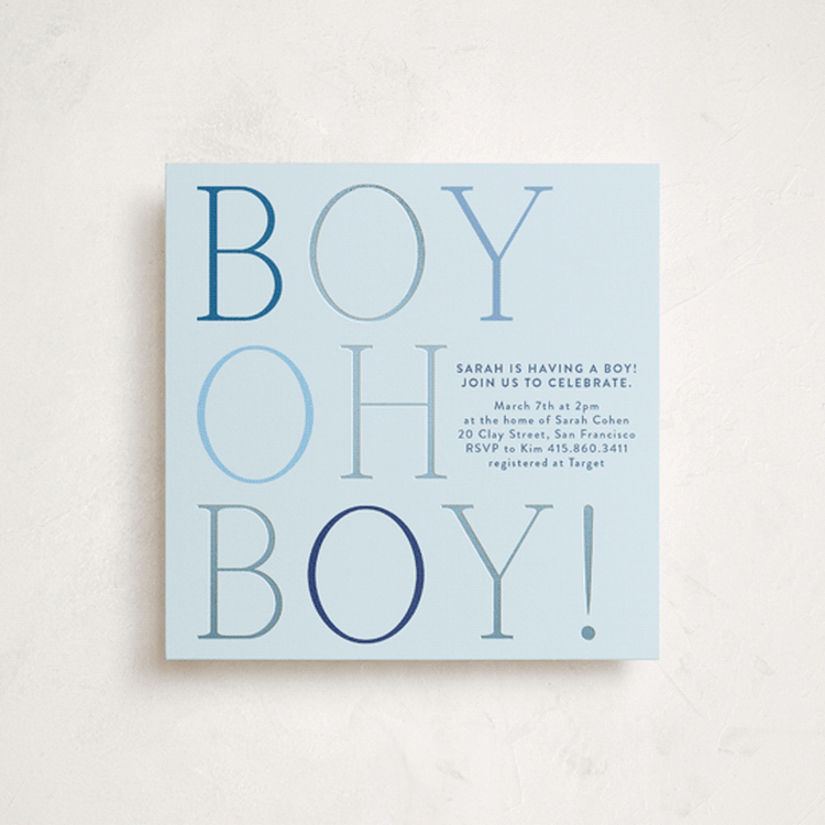 "boy oh boy!" - Baby Shower Invitations in Azure by Annie Shapiro - Front