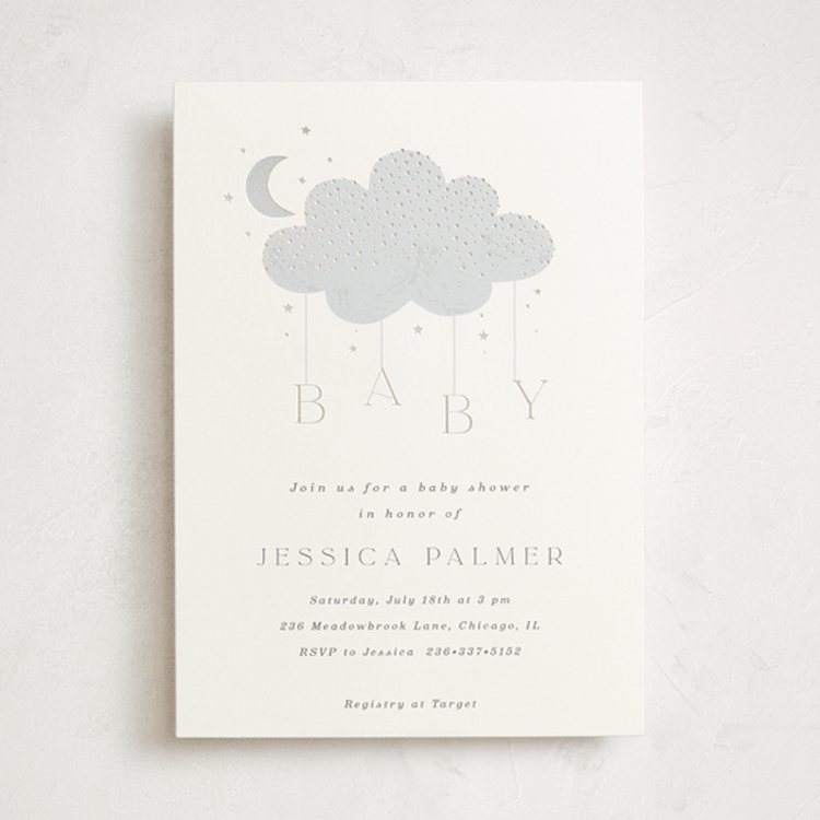 "Moon Baby" - Baby Shower Invitations in Slate by Marina Onoprienko - Front