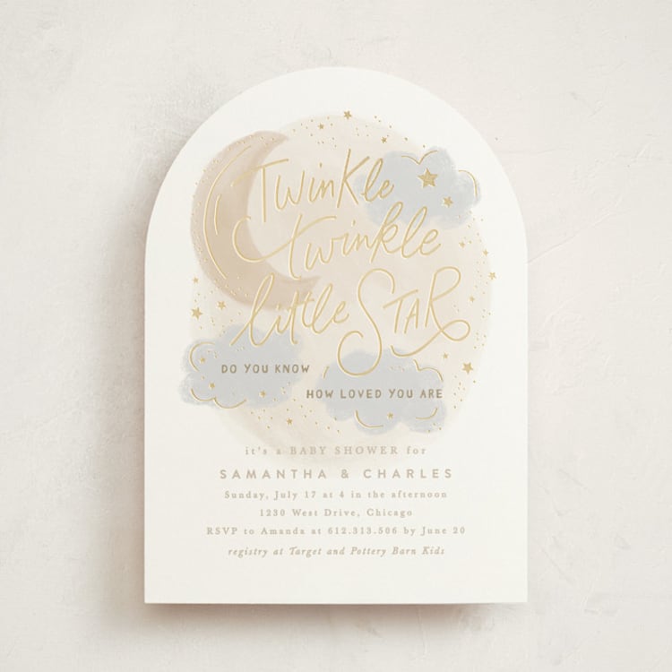 "Moon and stars" - Baby Shower Invitations in Latte by Creo Study - Front