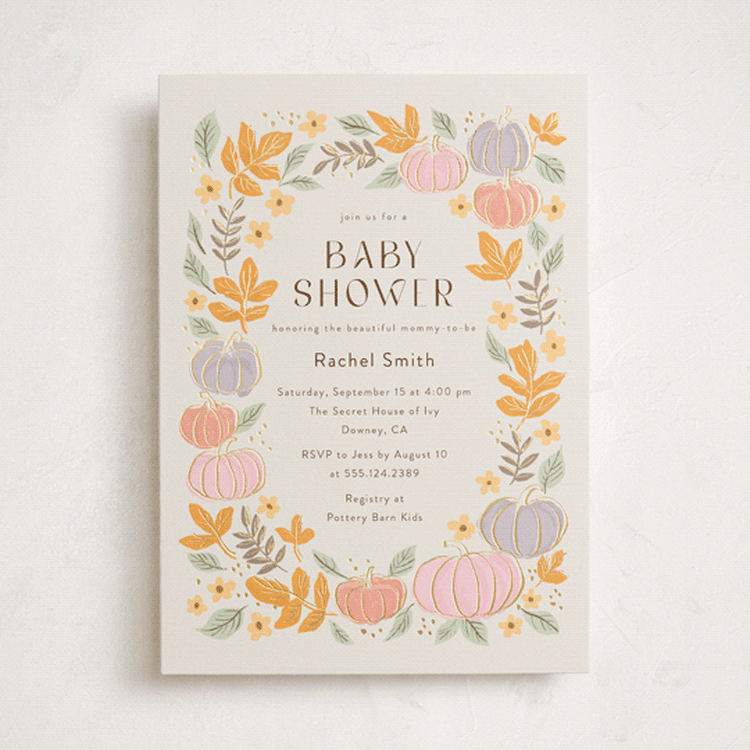 "pastel pumpkins" - Baby Shower Invitations in Pudding by Cass Loh - Front