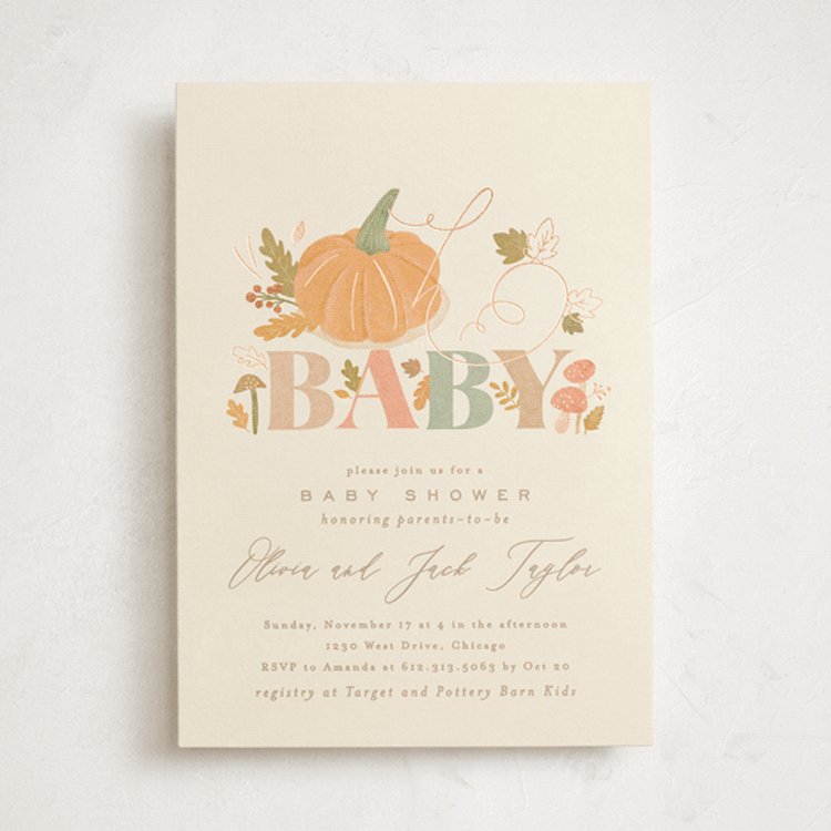 "Little pumpkin" - Baby Shower Invitations in Latte by Creo Study - Front