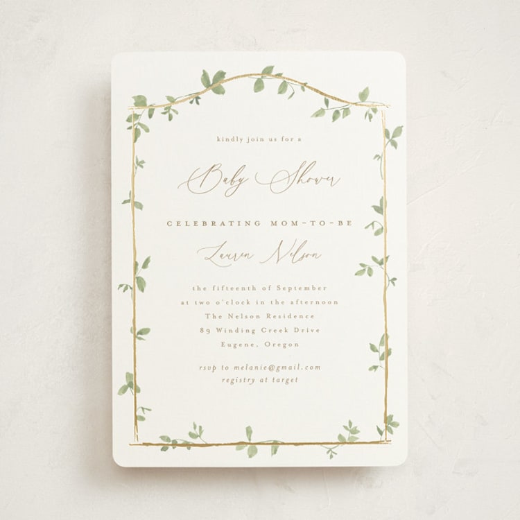"Canopy" - Baby Shower Invitations in Ivy by Everett Paper Goods - Front