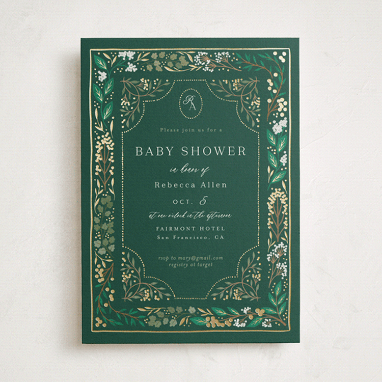 "Illuminated Storybook" - Baby Shower Invitations in Evergreen by Alethea and Ruth - Front
