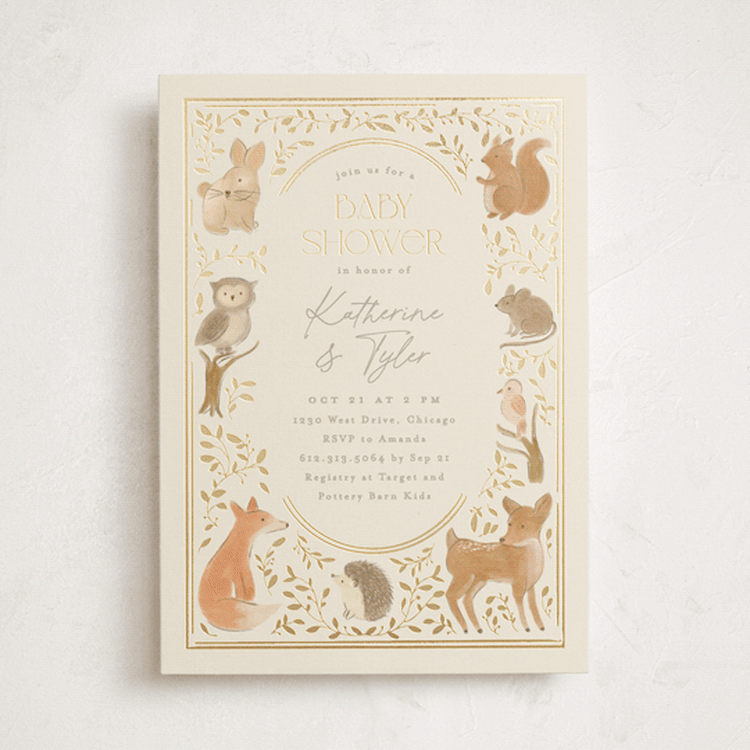 "Woodland storybook" - Baby Shower Invitations in Ecru by Creo Study - Front