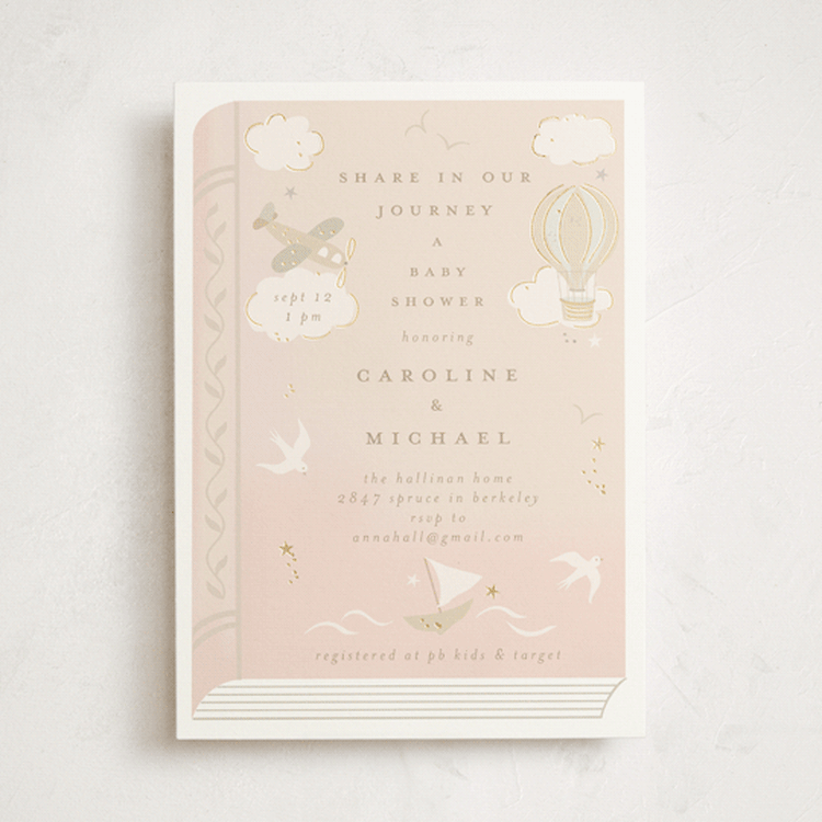 "Our Journey" - Baby Shower Invitations in Blush by Jennifer Holbrook - Front
