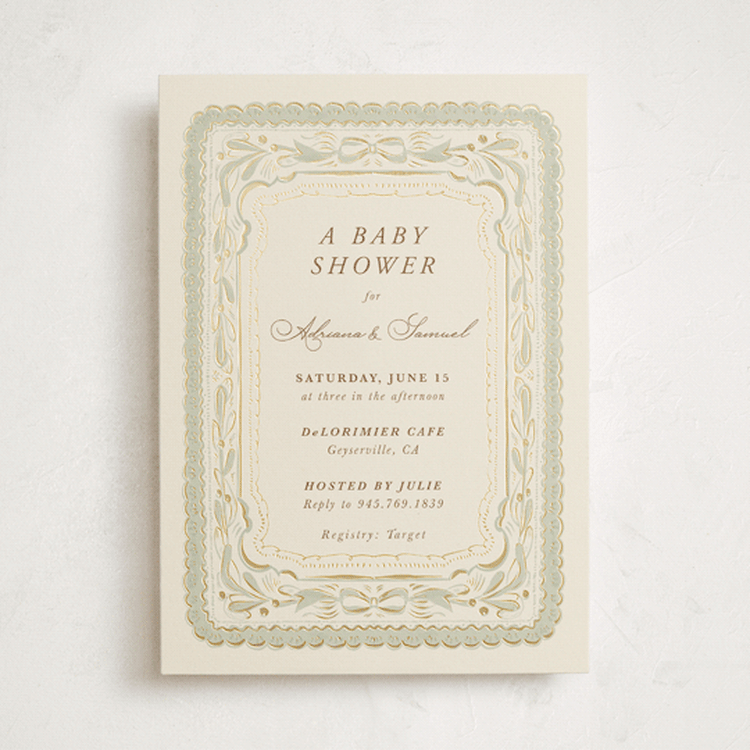 "Scallop Border" - Baby Shower Invitations in Buttercream by Lucrecia Caporale - Front