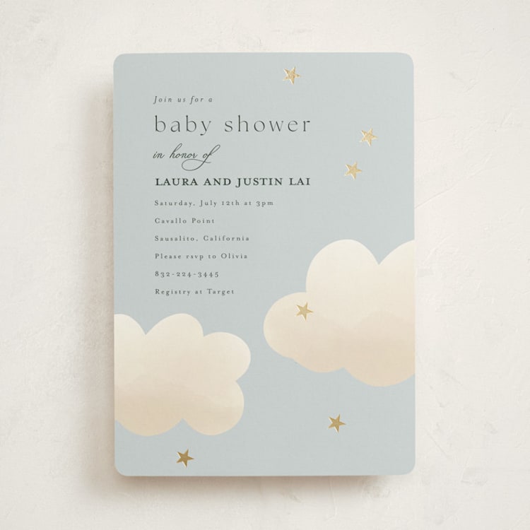 "Twinkle Twinkle" - Baby Shower Invitations in Sky by Joyce Pinheiro - Front