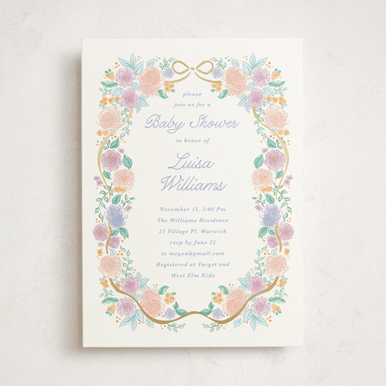 "Garden Magic" - Baby Shower Invitations in Lilac by Tamara Hilje - Front