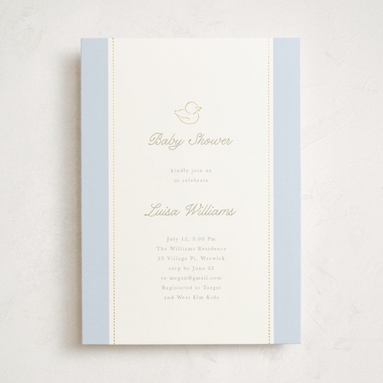"Baby Duck" - Baby Shower Invitations in Hydrangea by Tamara Hilje - Front