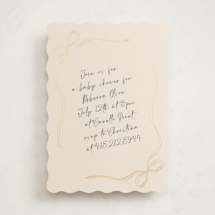 "Tied with Love" - Baby Shower Invitations in Linen by Joyce Pinheiro - Front
