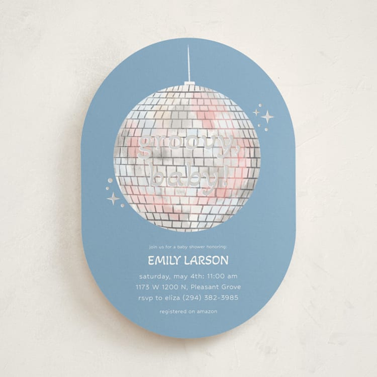 "Groovy Baby" - Baby Shower Invitations in Cobalt by Janna Sue Design - Front
