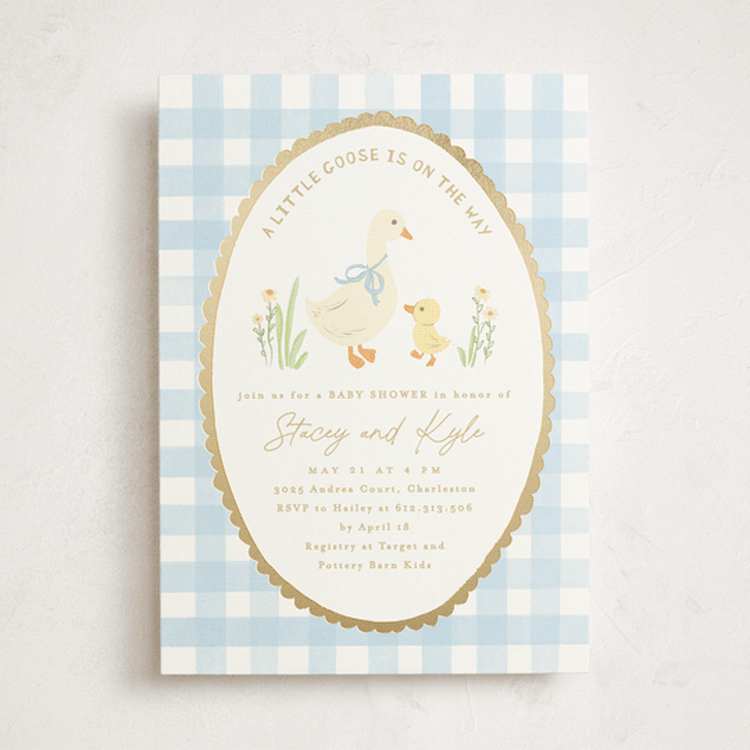 "Vintage goose" - Baby Shower Invitations in Sky by Creo Study - Front