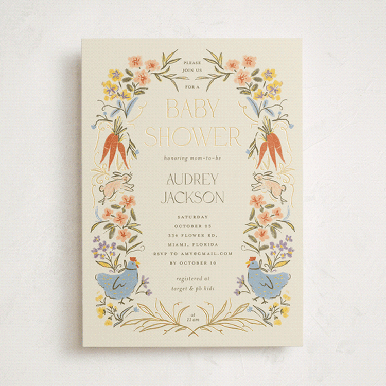 "Whimsical Frame" - Baby Shower Invitations in Creamery by Vera Lim - Front