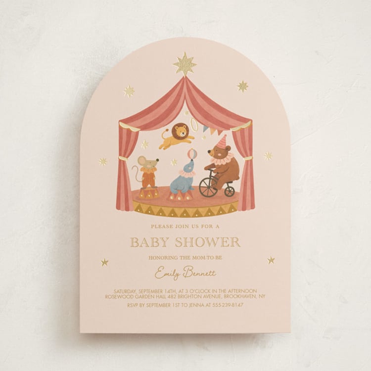"Little Circus" - Baby Shower Invitations in Mustard by Rina Ozum - Front