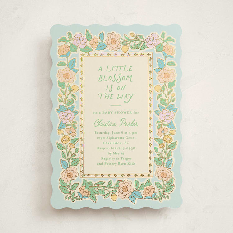 "Vintage blossom" - Baby Shower Invitations in Sky by Creo Study - Front