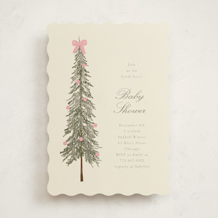 "Holiday bow" - Baby Shower Invitations in Peony by Baumbirdy - Front