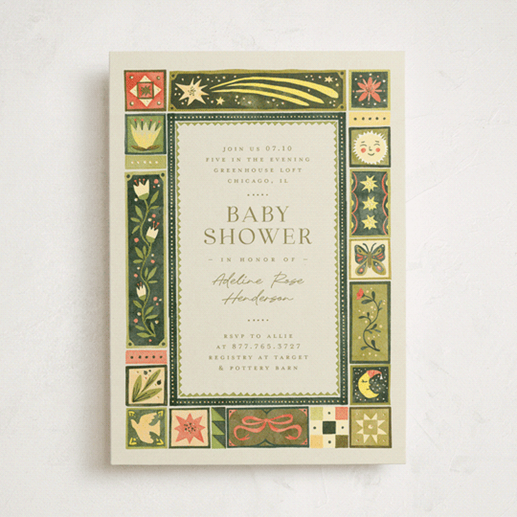 "fairytale ornament" - Baby Shower Invitations in Creme by Anastasia Makarova - Front