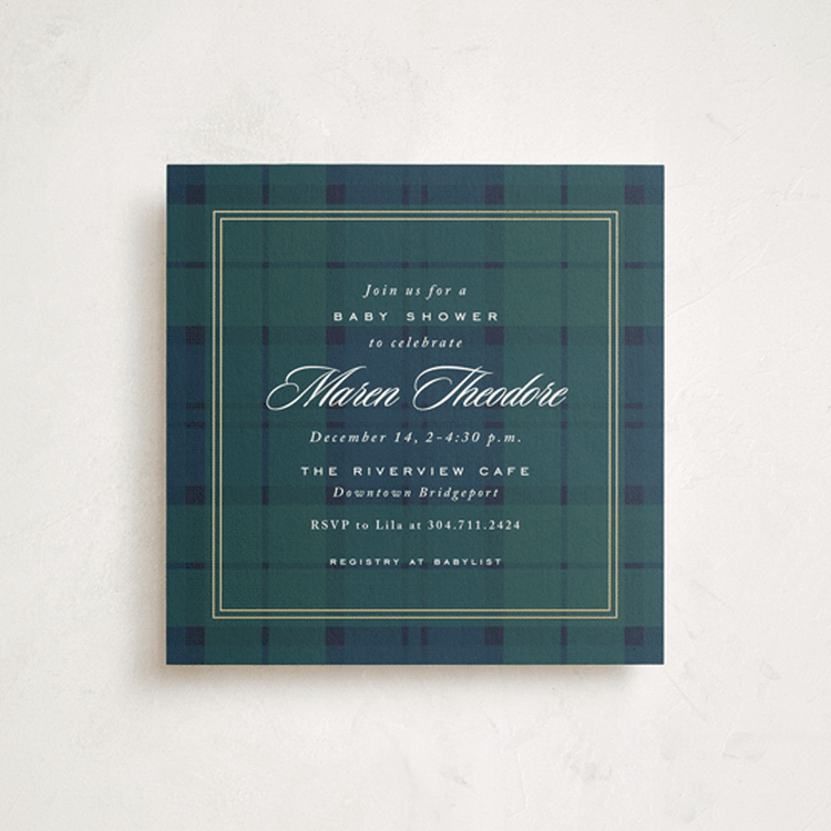 "Prep" - Baby Shower Invitations in Tartan by Lea Delaveris - Front