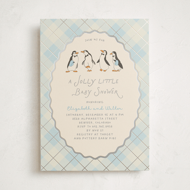 "Disney’s Mary Poppins Jolly Penguins" - Baby Shower Invitations in Ice by Creo Study - Front